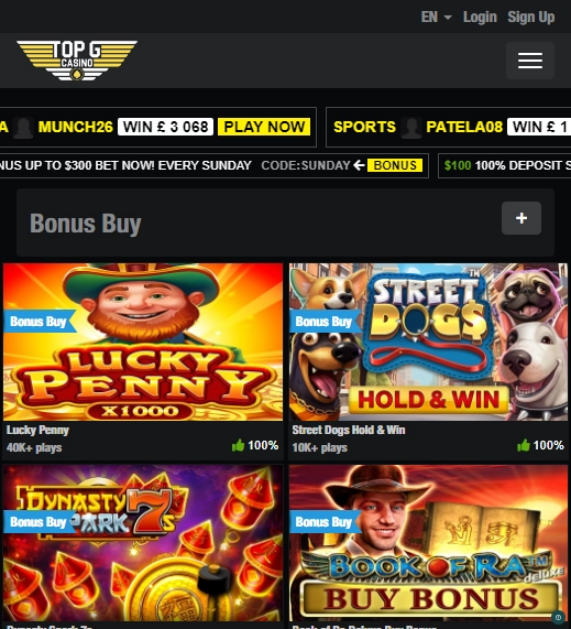 Top G Casino Mobile screenshot